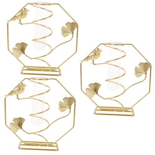 Gatuida 3St Terrarienglas dekorativ Terrarienset Tischdekoration Blumenzwiebel Pflanzer Vase bürodeko Decoration wohnungsdeko steckblumen Wohndekoration Zimmerblumenpflanzer Eisen Golden