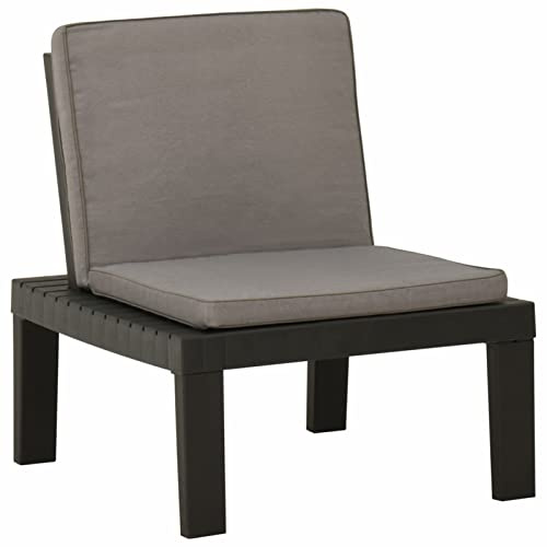 Gecheer Chaise de Salon de Jardin avec Coussin Plastique Gris, Bain de Soleil inclinable de Jardin Exterieur, Lit de Jardin Transat de Plage Relax pour Camping Balcon Piscine