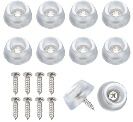 PATIKIL Cutting Board Feet, 10 Pcs Non Slip Rubber Feet Bumpers Round Cutting Board Legs Pad with Stainless Screws for Furniture Kitchen Appliances, Clear (0.51 H x 0.98 Dia)