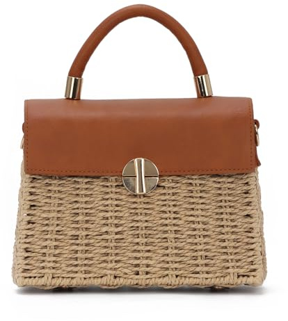 LHHMZ Sac à bandoulière en paille pour femmes, Sacs à main de plage d'été, Fourre-tout de vacances tissé, Petits sacs carrés