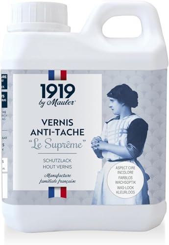 1919 BY MAULER - Vernis Multisupport Le Suprême - Mat Incolore - Produit Anti-Rayure, Anti-Tache - 4h de séchage entre chaque couche - 5 L | Cuisine & Bain Protection Extrême - PV Contact Alimentaire - Lavable - Manufacture Mauler depuis 1919