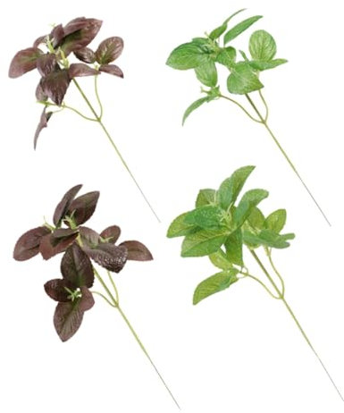 MAGICLULU 4stücke Teiliges Künstliche Grüne Mix Und Basilikum Realistisch Langlebig Für Vase DIY Tisch Dekoration Wohnzimmer Balkon Home Styling