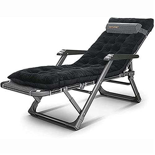 DEJIKOKU Klappliege Zero Gravity Strandstuhl Aluminium und graue Textil-Gartenliege mit Matte Maximale Belastung 200kg