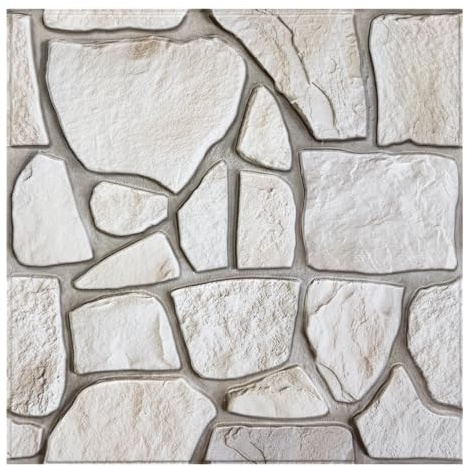 COMSTICKC 3D Rock Wall Panels Self Adhesive Wall Sticker, Lightweight DIY | 10 Pcs 12X12 Not Real Stone, Thin PVC Brick Decorative Tiles Wall Covering for DIY Decor,Paintable, Beige