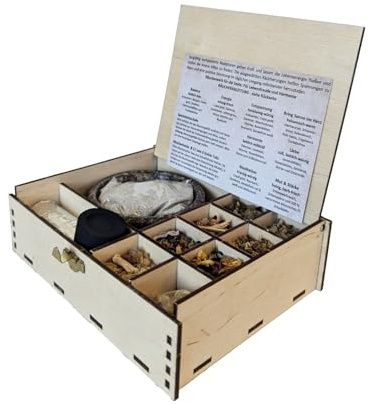 Räuchern Starter Set 12-TLG Zubehör für Anfänger, auch für Weihrauch geeignet + 7 cm Räucherschale + Räucherkohle + Räuchersand + Anleitung + 8 Verschiedene Räucherungen: Weisheit der Welt