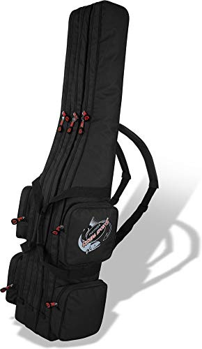 normani Rutentasche Angelrutentasche Rutenfutteral Aufbewahrungstasche 125 cm / 150 cm / 160 cm / 170 cm / 190 cm - Wasserabweisende Angeltasche Angelrucksack Schwarz 3 Innenfächer 160 cm
