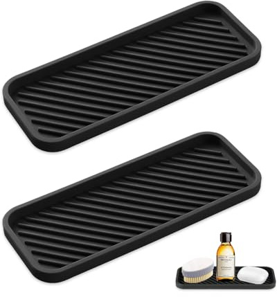 HMCEY 2 Stück Spülbecken Organizer Silikon Schwammhalter,Ablageschale Küche,Ablage Spülschwamm Schwarz,Abtropfmatte Silicone Sponge Holder,Drainagematte Silikonablage,Schwammablage für Bürsten Seife