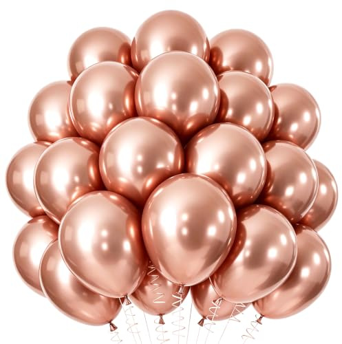 Luftballon Girlande Roségold, 60 Stück 12 Zoll Roségold luftballons, Metallic Rose Gold Girlande Luftballons Geburtstag Set, Rosegold Latex Ballons Set für Geburtstag Hochzeit Festival Deko
