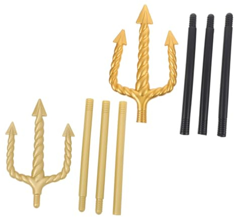 KOMBIUDA 2 Pezzi Forcone a Tre Punte Con Finitura Antica Accessorio Per Cosplay Da Diavolo Prop Per Scena Da Festa Di Halloween Leggero e Facile Da Usare Per Esibizioni e Decorazioni