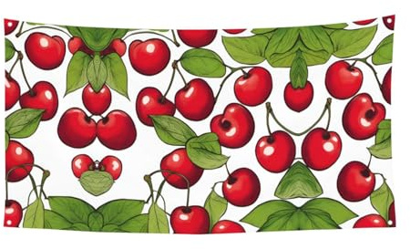 Bonita decoración navideña con 3 impresiones de cerezas rojas y dulces, pancarta de fiesta festiva, aniversario, graduación, carnaval, Navidad