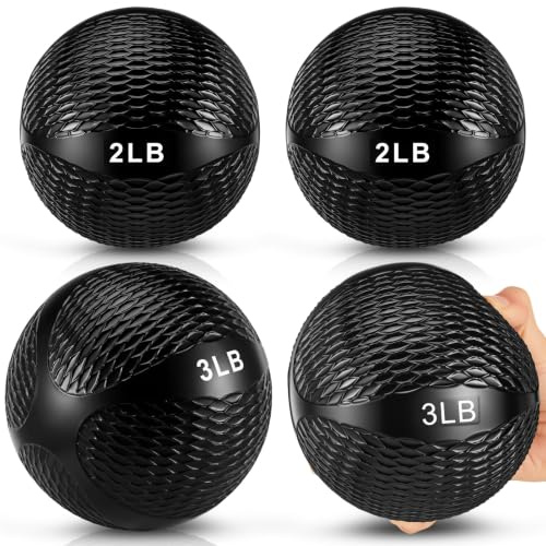 Halloscume 4 Stück 0,9 kg und 1,4 kg rutschfeste gewichtete Toningbälle für Übungen, Innovationen, weiche Medizinbälle für Rumpfstärke, Balance-Training, Übungen, Pilates, Yoga, Flexibilität