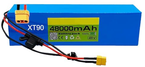 E-Bike Pedelec Batterien Akku 48V 48Ah 13S3P Fahrrad Akku Pack Eingebauter BMS Elektro Fahrrad Batterie Für 200W -1000W Motor Mit Ladegerät Wasserdichter PVC-Akku XT90,48V 48Ah