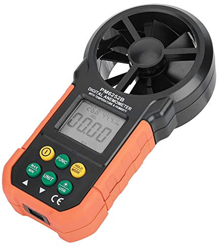 YUYTE Anemometro, velocità del PEAKMETER PM6252B Anemometro Digitale Portatile Ad Alta velocità Misuratore di del per Misurazioni di Temperatura, umidità, Punto di Rugiada e Volume