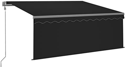 Tenda da sole retrattile 3x2,5m antracite con LED, telecomando e sensore vento, telaio in alluminio e tessuto poliestere con rivestimento PU, motorizzata 230V