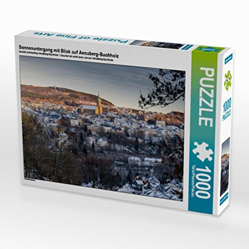 CALVENDO Puzzle Sonnenuntergang mit Blick auf Annaberg-Buchholz | 1000 Teile Lege-Größe 64 x 48 cm Foto-Puzzle für glückliche Stunden