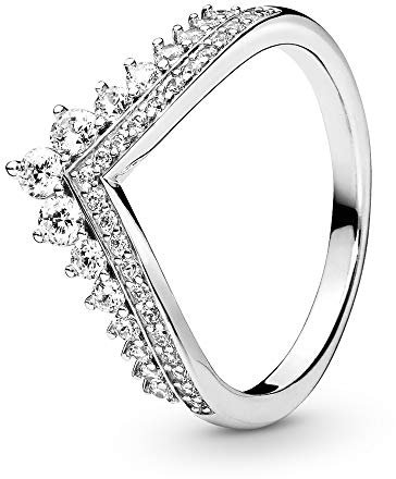 PANDORA 197736CZ-64 Tiara Wishbone Silver Ring wit Size 64