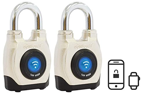 eGeeTouch 4. Generation [2021] Smart Vorhängeschloss für den Außenbereich, wetterfest, robustes Design für den gewerblichen Gebrauch, Bluetooth + NFC (2 Stück)