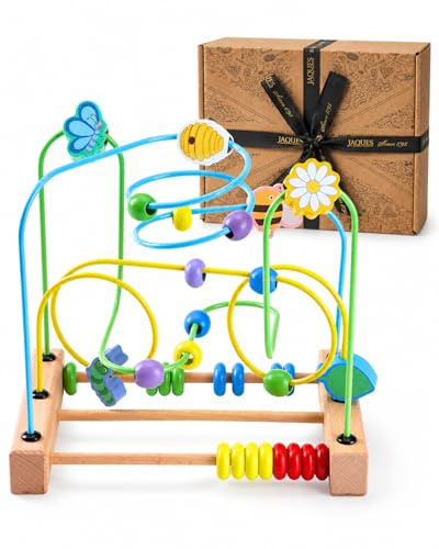 Jaques of London Activity Cube | Premium Wooden Activity Cube for Toddlers with Bead Maze and Abacus | Fun and Educational Bead Maze Toy | Wooden Activity Table for Early Learning | Since 1795