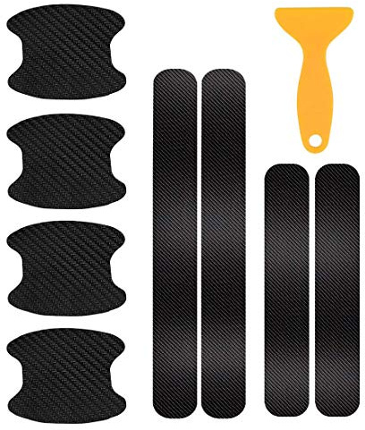 4er Auto Einstiegsleisten Aufkleber - Universal Autotür Schutz | Anti Scratch Abdeckung | Autotür Schutz Kratzfeste | Auto Einstiegsleisten Carbon Faser Aufkleber mit 4er Auto Türgriff Lackschutzfolie
