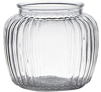 matches21 Glasvase Vase Blumenvase Pflanzvase bauchig Rillen klar transparent 1 STK Ø 13x15 cm