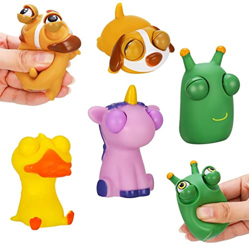 Xinstroe 4 Stück Lustig Squishy Squeeze Spielzeug, Stress Squeeze Spielzeug Lustig Augen Out Squeeze Spielzeug für Erwachsene und Kinder