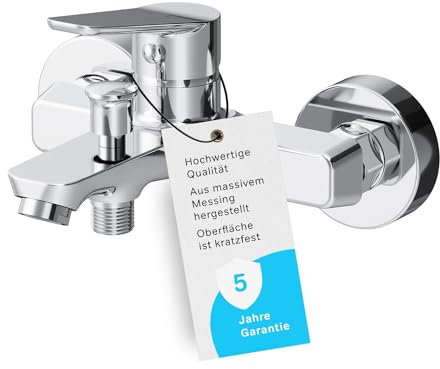 Badewannenarmatur mit Auslauf, Mischbatterie Badewanne, Brausebatterie Wanne, Einhand-Wannenbatterie für Badewanne und Dusche, Badezimmer Armatur, Chrom, AM.PM Hit FTA10000