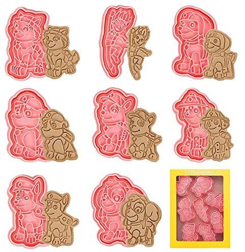 YISKY Cortador de Galletas Patrulla Canina, 8 Piezas, Dibujos Animados, 3D, Plástico