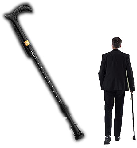 XFAK Gehstock Verstellbare, Gehstock Aus Carbon, Senioren Gehhilfe Stock, Herren/Damen Gehstock Handstock, Ergonomischem Gummifuß Und Handschlaufe