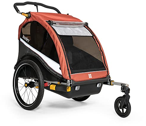 Burley Cub X Kinder-Fahrradanhänger & Kinderwagen, Sandsteinrot/Anthrazitgrau/Weiß, Doppel