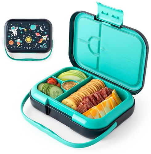 BOZ Fiambrera Infantil - Niños Colegio con Compartimentos - Loncheras para Niños de 3 a 7 Años - Sandwichera Infantil para Guardería - Lunch Box Apto para Lavavajillas - Fiambrera Espacio