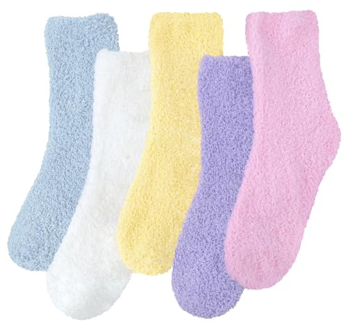 Justay Sowarm fluffiga strumpor för kvinnor termiska strumpor mysiga strumpor flickor mjuka luddiga strumpor vinter hemstrumpor varma sängstrumpor julstrumpor gåvor för kvinnor, Flerfärg-04, one size