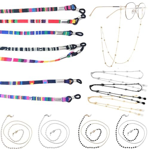 DKDDSSS 14 Pezzi Laccio Occhiali, Multicolore Cordino per Occhiali Catenella Occhiali Laccio Occhiali da Sole Cordino Occhiali da Sole Laccetti per Occhiali Catena Occhiali Regolabile Donna Uomo