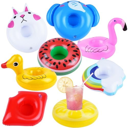 AUYAO Inflatable Drink Holders for Pool, 8 Pcs Inflatable Pool Drink Cup, Hot Tub Drinks Holder, Pool Float Pool Toys, Inflatable Cup Holder Floating Drinks Holder for Pool Vacations Beach Bathing