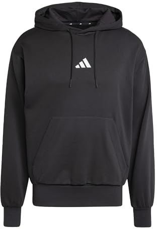 adidas Men's Essentials Feelcozy Fleece Hoodie Sweatshirt, black/white, XXL