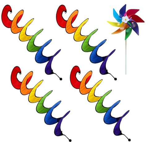 4 toupies de Jardin extérieures, 1 Moulinet, décorations de Jardin suspendues, tourbillons de Vent Suspendus, décorations de Jardin suspendues