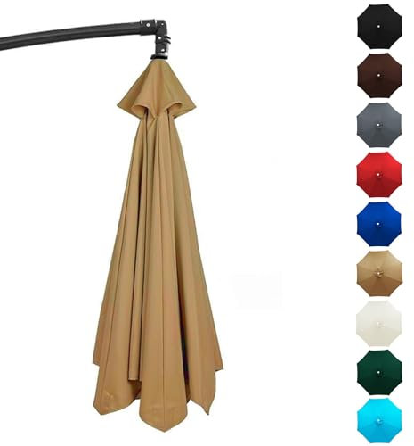 GUOGLZ 8 Rippen Sonnenschirm Ersatzbezug Gartenschirm Überdachung Abdeckung Wasserdicht UV-Schutz Ampelschirm Bezug, 2.7m/3.0m Ersatz-Sonnenschirm-Stoffbezug(Khaki,3.0m(9.8ft))