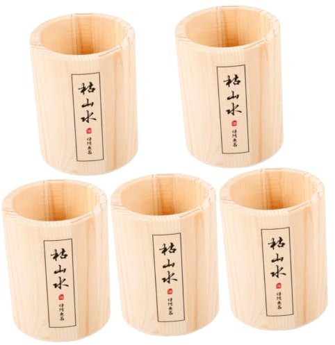 BESTonZON 5pcs Box Wooden Makeup Brush Container Garden Accessories Organizer Multi-use Brush Holder