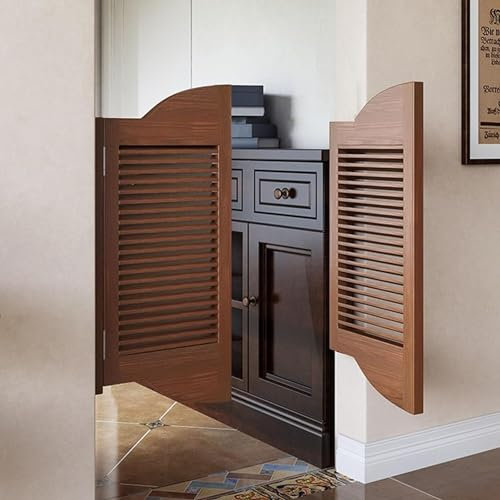 ININOSNP Badezimmer-Swing-Café-Türen mit Holzstruktur, Fensterladen-Design-Tür, Doppeltrennwand-Swing-Tür-Set for Heimdekoration(W 130cm (51 3/16))