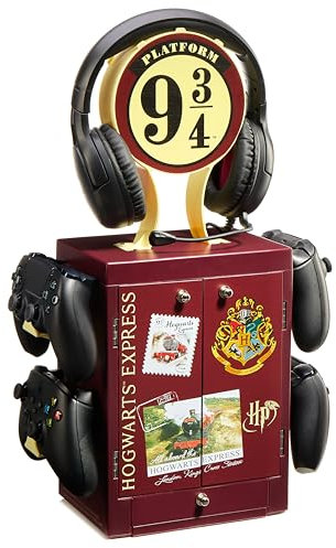 Numskull Armadietto da Gaming e Portaoggetti Ufficiale Harry Potter Binario 9 ¾ – Organizzatore Compatto e Resistente per 10 Giochi/DVD, 4 Controller, Cuffie e Accessori