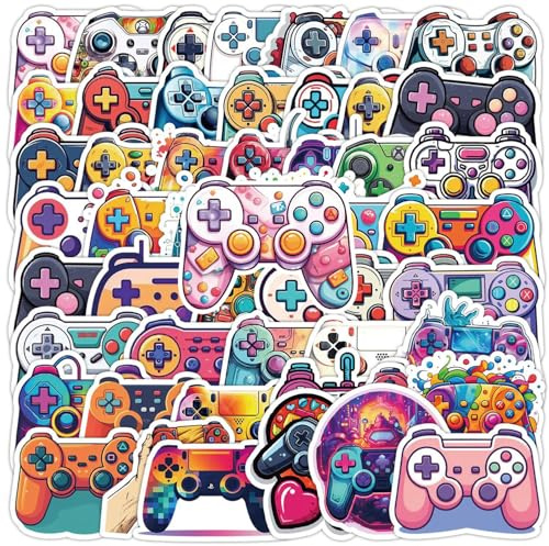 50pcs Gamepad Stickers Cartoon Nostalgia Game Controller Graffiti Gaming Sticker, Waterproof Vinyl Gamer Decals for Computer Laptop Skateboard Water Bottle Bike Luggage