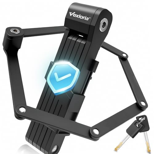 Vexloria Faltbares Fahrradschloss | Sicherer Diebstahlschutz aus gehärtetem Stahl | 86 cm Länge | Inkl. Halterung | Für Bike, E-Bike & Motorrad