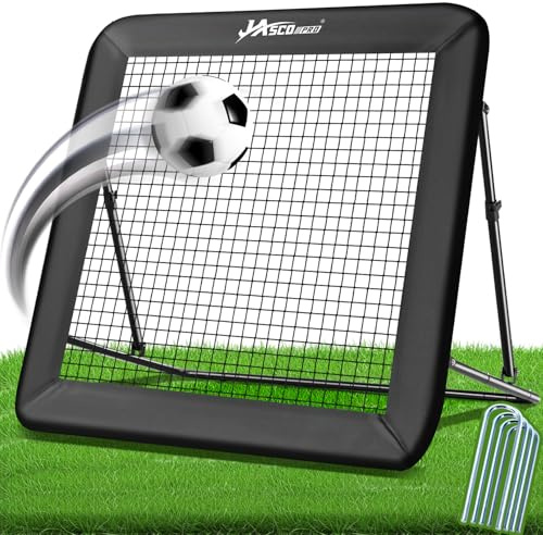 JASCOPRO Fotboll studsar nät, fotbollsmål kickback mål, bärbar träningsutrustning, 125 x 125 cm, justerbar