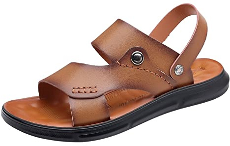 Sandales Homme Claquette Cuir Ete Sabot Chaussure Pied Nu Marche Pantoufles Spartiate Noir 48 Sandale Chaussures Pour Piscine Et Plage Ouverte Été Mule Orthopédique Orthopedique