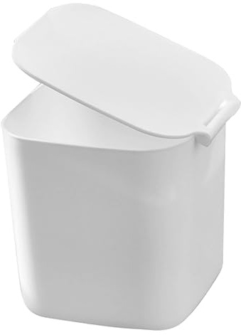 iplusmile Poubelle De Bureau Compacte Couvercle, Petit Modèle En Plastique Blanc, Poubelle Cuisine Simple, Pour Bureau Et Plan De Travail