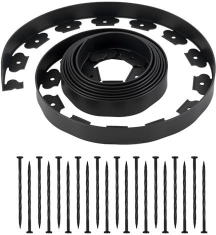 VEVOR Bordure de Jardin en Plastique, 6 m x 5 cm, Bordure Paysagère avec 120 Piquets, sans Creuser, Flexible, Résistante aux UV, Rouleau de Séparateur Chemin pour Parterres de Fleurs, Pavés de Cour
