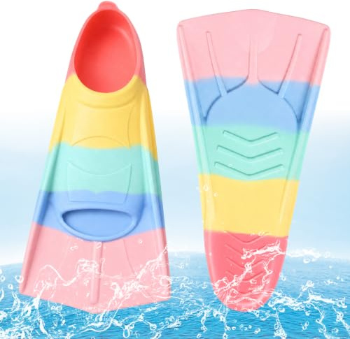 Schwimmflossen Kinder, Kurze Flossen Kinder, 100% Silikon Schnorchelflossen, Kurzschwimmflossen für Schwimmtraining, Freiwassertraining, Schnorcheln, Tauchen für Anfänger