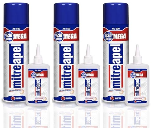 Mitreapel Superka-Kleber (3x130 gr) Mit Sprühkleberaktivator (3x500 ml) - Cyanoacrylat-Kleber Zum Basteln Und Bauen, Packung Mit 3 Stück