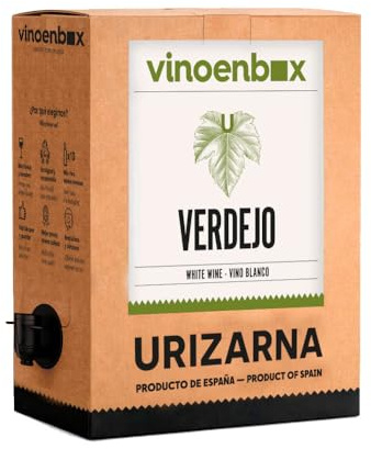 Vinoenbox – Vino blanco Verdejo Bag in Box 15 Litros | Caja de vino con grifo, Conservación óptima, práctico y sostenible, Perfecto para consumo diario (equivale a 20 botellas)