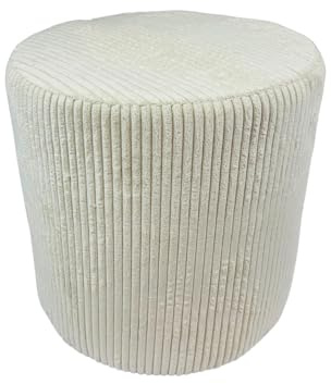 Max Mebels Cord-Hocker POSO 40x40 cm gepolstert rund – weiches Sitzkissen oder Fußhocker für Wohnzimmer – Hellbeige