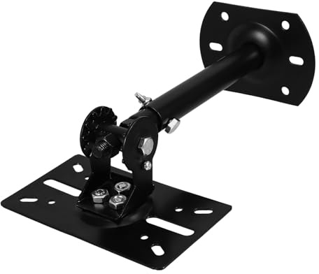 Operitacx Support Enceinte Plafond Réglable en Fer Noir Fixation Murale, Installation Facile pour Systèmes Audio Variés, Ajustable en Hauteur et Angle pour Haut-parleurs Jusqu'à 40 Kg